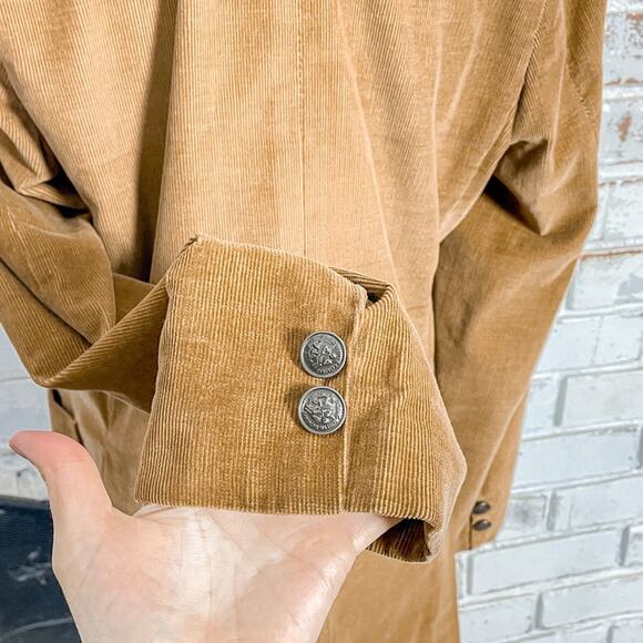 Vintage 70s Pioneer Wear Tan Brown Corduroy Casual Two Button Suit Jacket - Picture 9 of 14